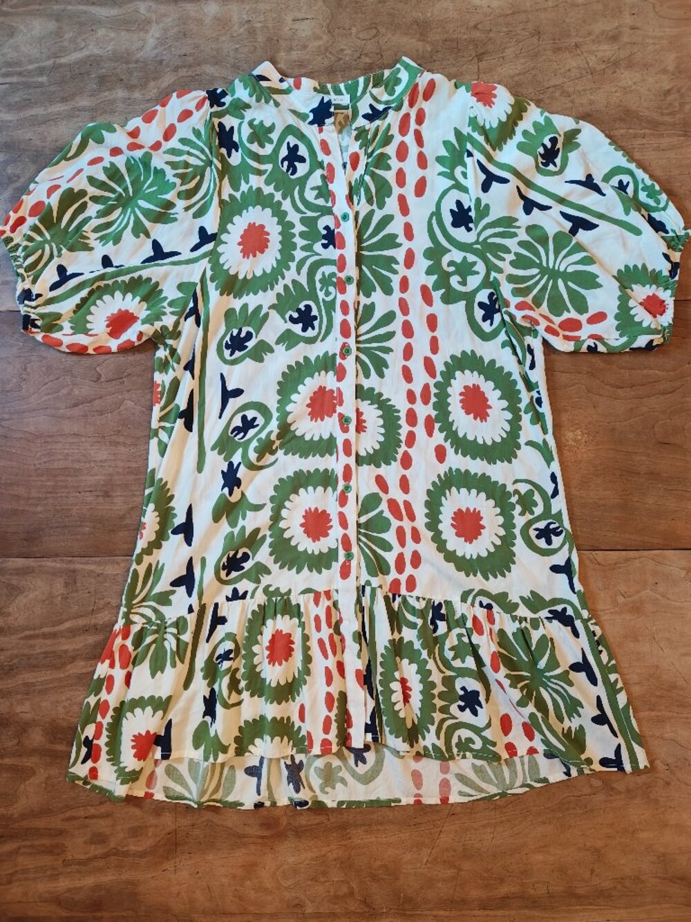 Coconut Fashion Puff Sleeve Mini Dress • Floral Print • 100 % Viscose • Size L